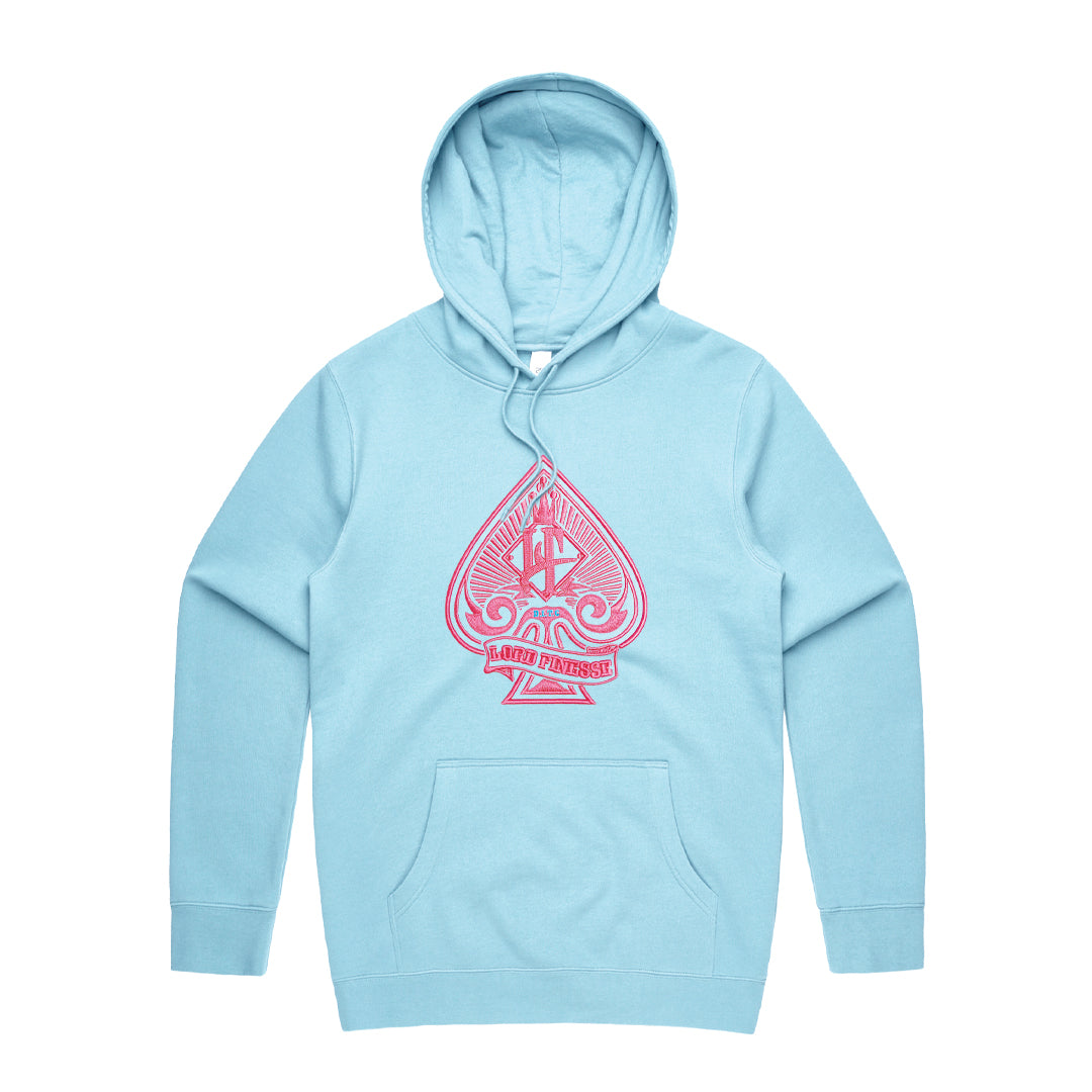 Lord Finesse Spade Logo (Light Blue with Pink Stitching Embroidered Hoodie)