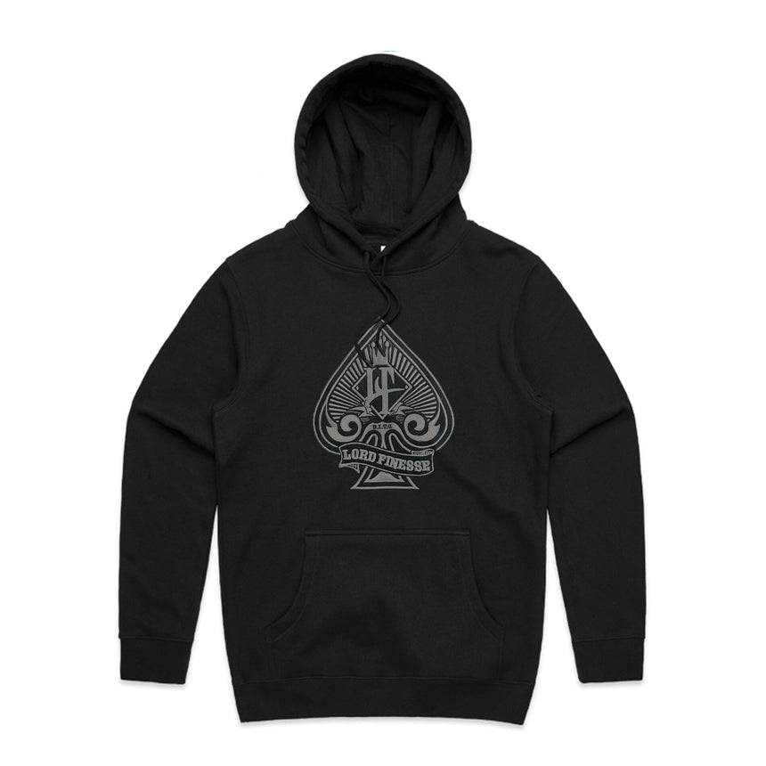 Lord Finesse Spade Logo (Black w/ Grey Stitching Embroidered Hoodie)
